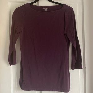 Quarter length sleeve purple top